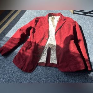 Betabrand invertible maroon and silver dragon sport coat